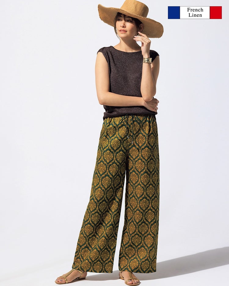 14番リネン・リラクシーワイド／68cm 詳細画像 イエローパターン 1