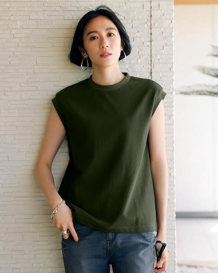 太番手コットン・天竺フレンチTシャツ 詳細画像 カーキ 1