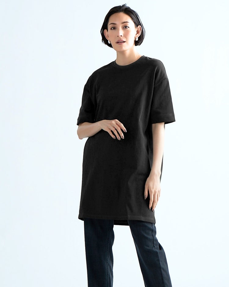 太番手コットン・天竺ビッグTシャツ 詳細画像 ブラック 1