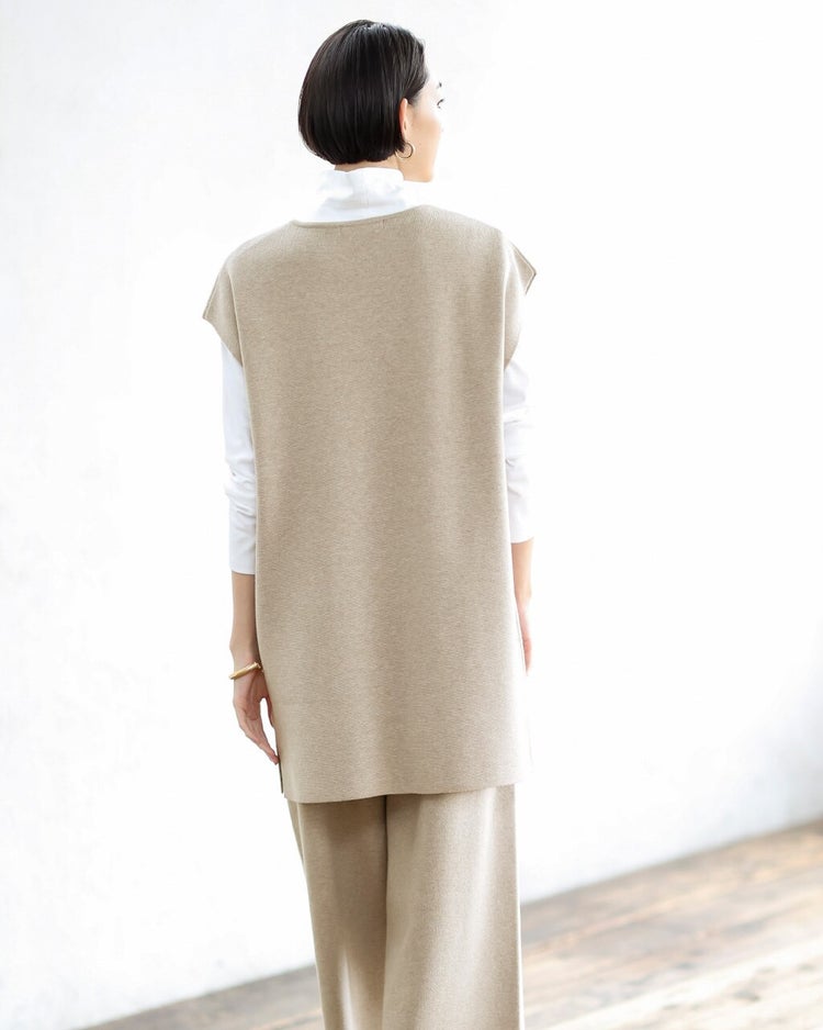 ミラノリブ・ニットベスト 詳細画像 グレーベージュ 2