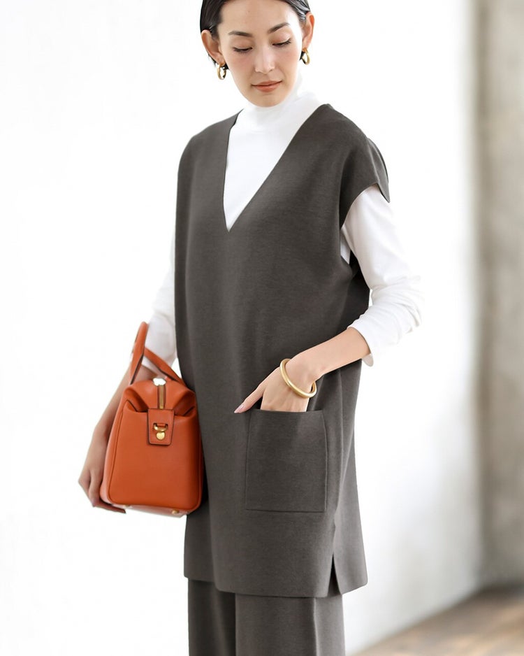 ミラノリブ・ニットベスト 詳細画像 チャコール 1