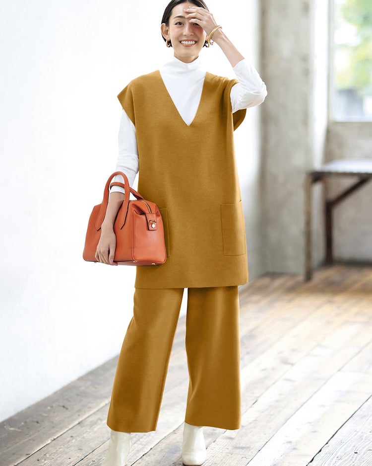 ミラノリブ・ニットベスト 詳細画像 キャメル 1