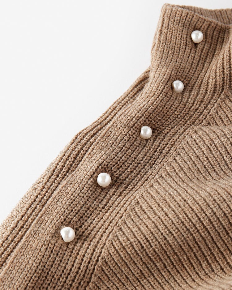 スヌード付き・ハイネックロングニット 詳細画像 トープ 4