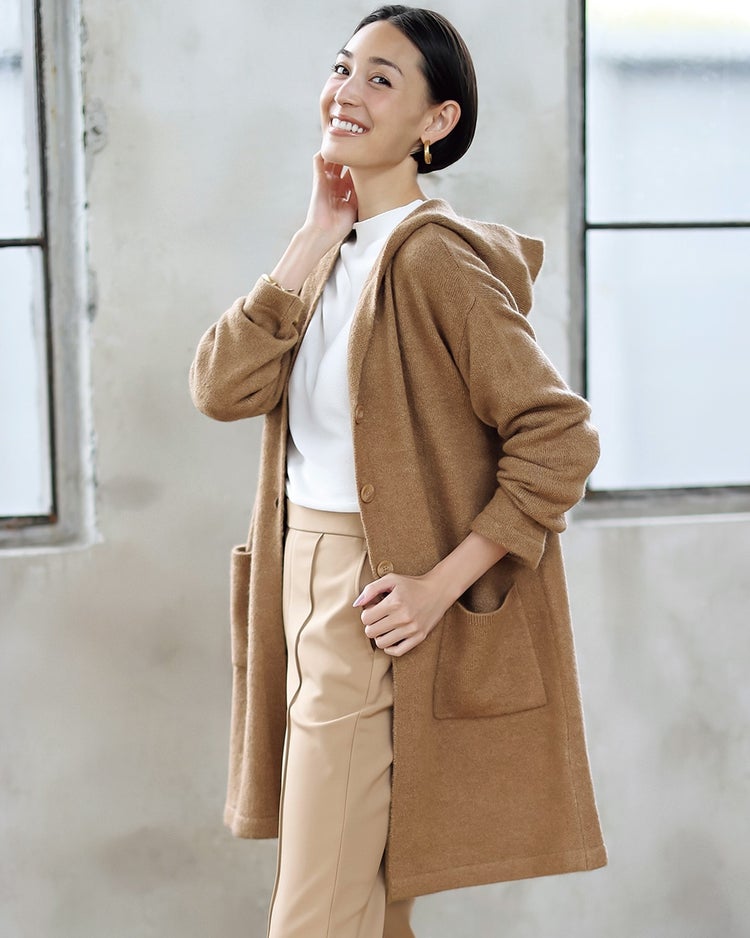 フラッフィーニット・フーディジャケット 詳細画像 キャメル 1