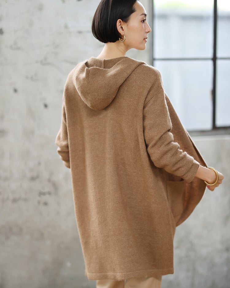 フラッフィーニット・フーディジャケット 詳細画像 キャメル 2