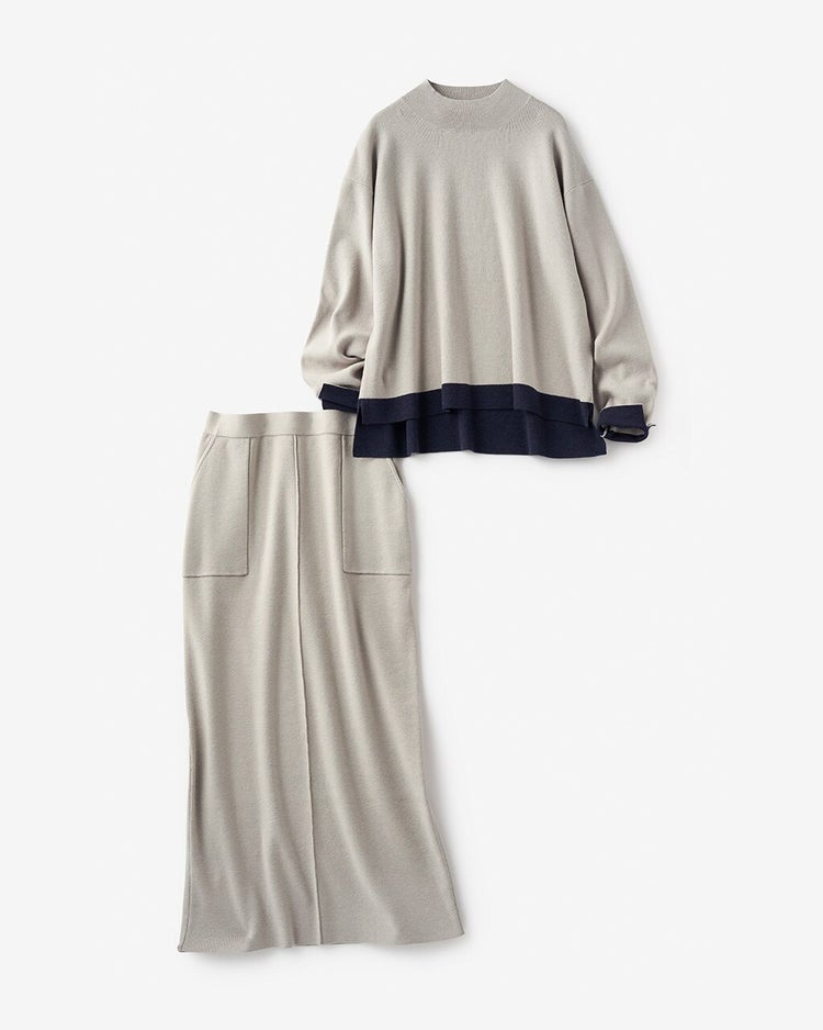 総針ハイネック・スカートセットアップ 詳細画像 グレーパターン 4