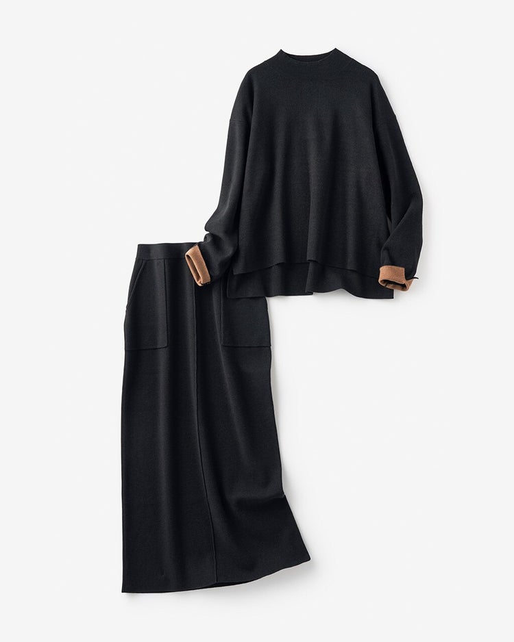 総針ハイネック・スカートセットアップ 詳細画像 ブラック 5