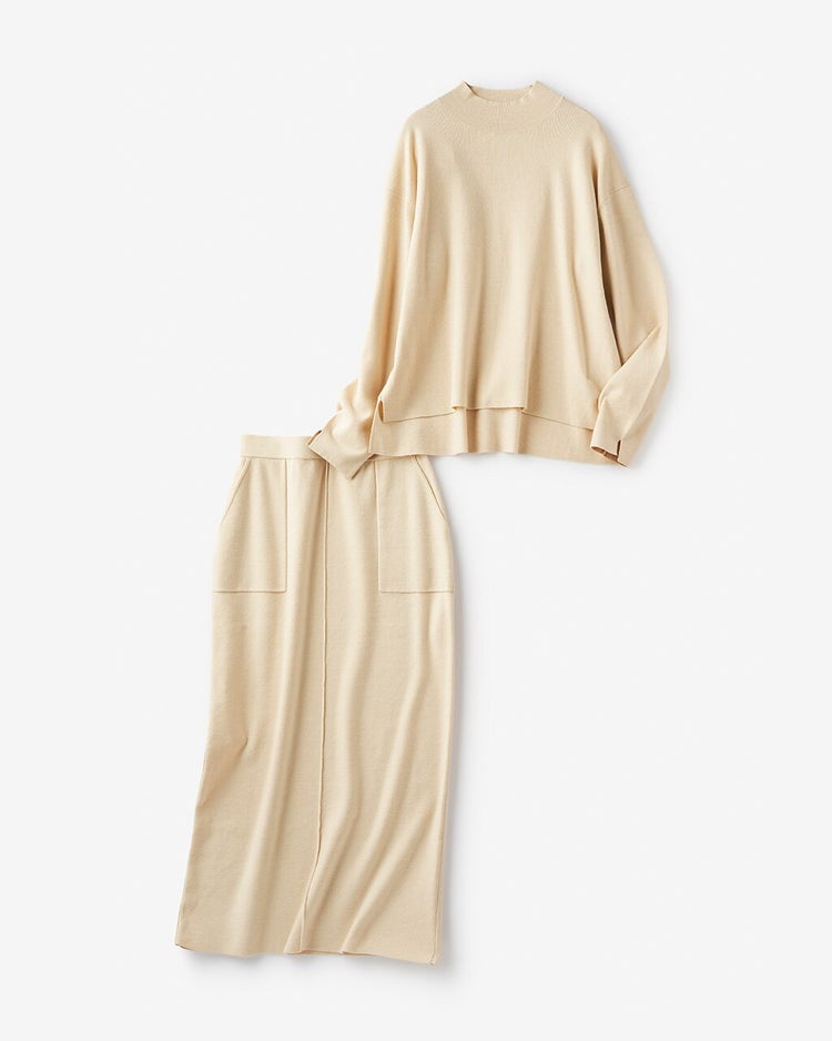 総針ハイネック・スカートセットアップ 詳細画像 アイボリー 5