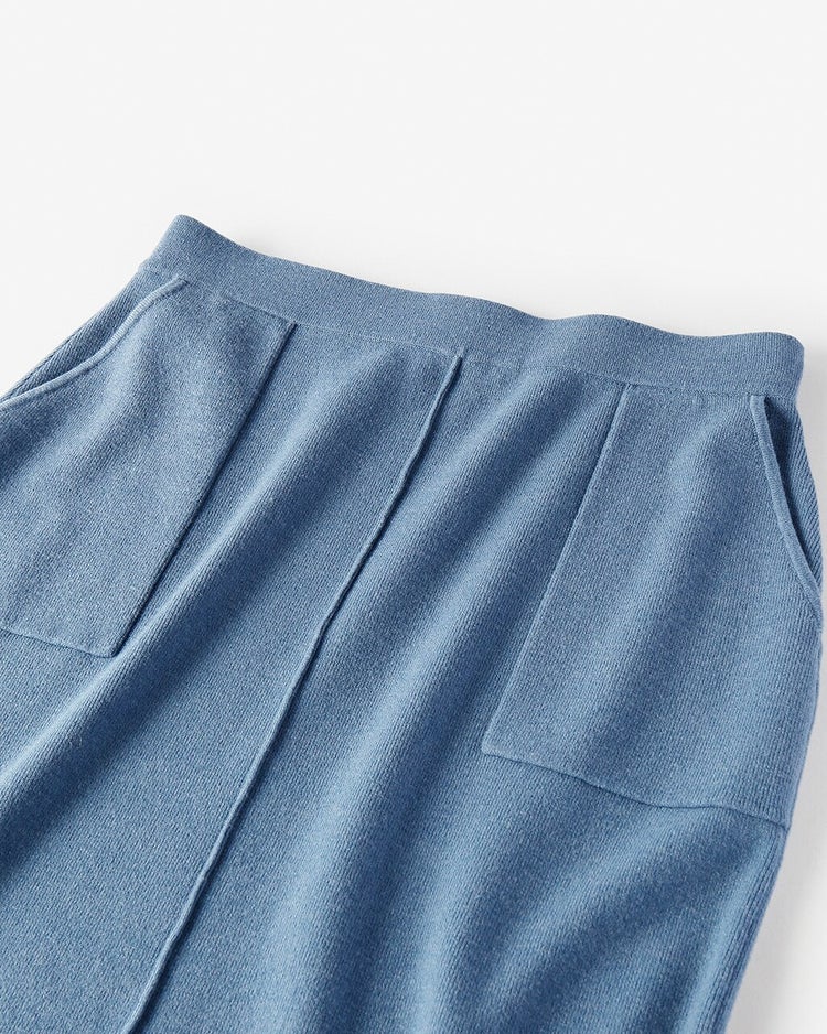 総針ハイネック・スカートセットアップ 詳細画像 ブルー・パターン 2