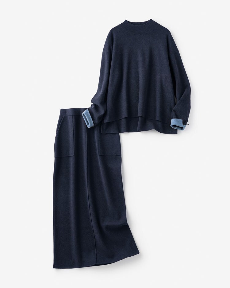 総針ハイネック・スカートセットアップ 詳細画像 ミッドナイトブルー 4