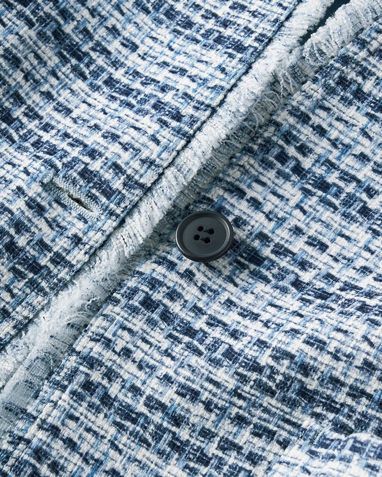 ななこ織り・ロングジャケット 詳細画像 ブルー・パターン 3