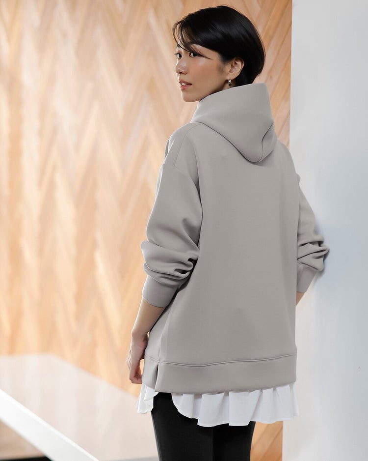 接結スムース・レイヤード風パーカー 詳細画像 グレー 2