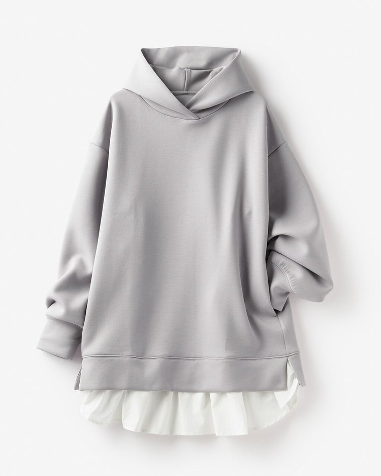 接結スムース・レイヤード風パーカー 詳細画像 グレー 8