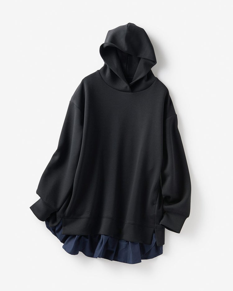 接結スムース・レイヤード風パーカー 詳細画像 ブラック 5