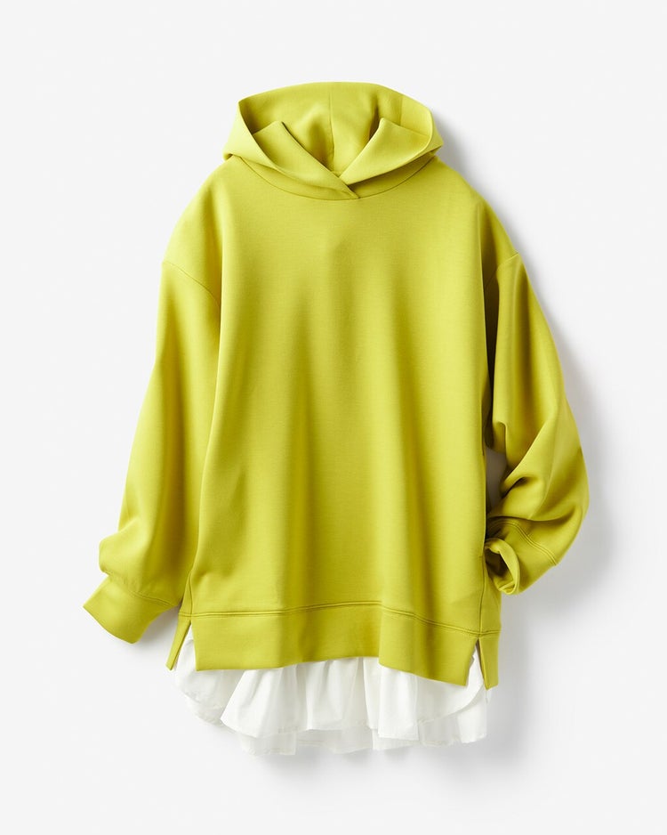 接結スムース・レイヤード風パーカー 詳細画像 イエローグリーン 6