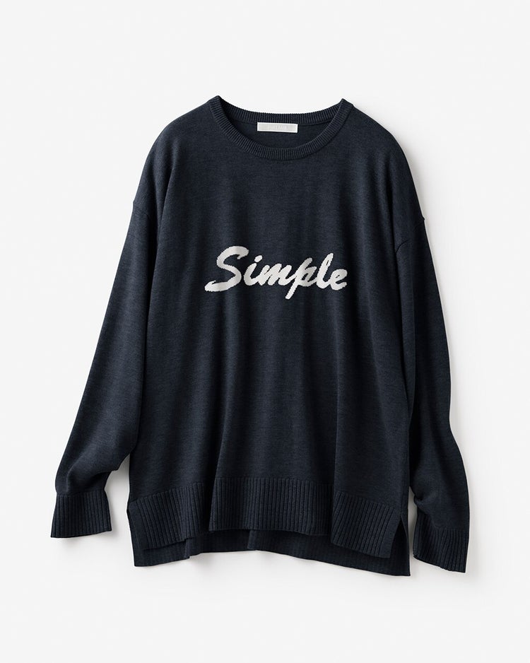 インターシャ・レタリングニット／Simple 詳細画像 ネイビー 7
