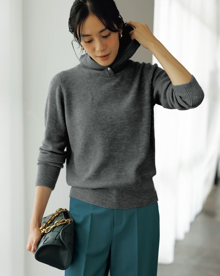 メランジカラー・パーカーニット 詳細画像 チャコール 1