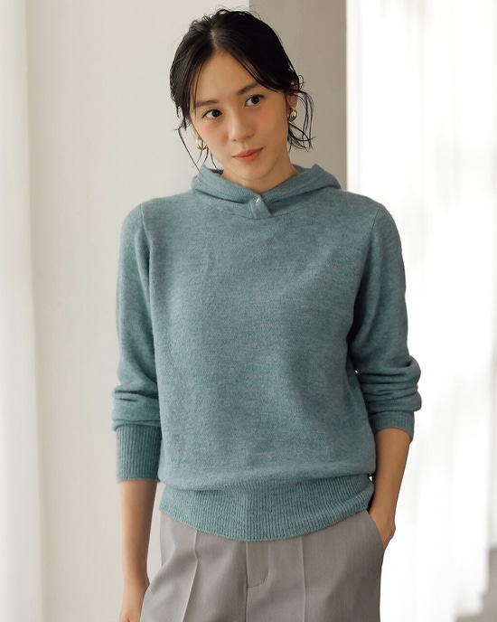 メランジカラー・パーカーニット