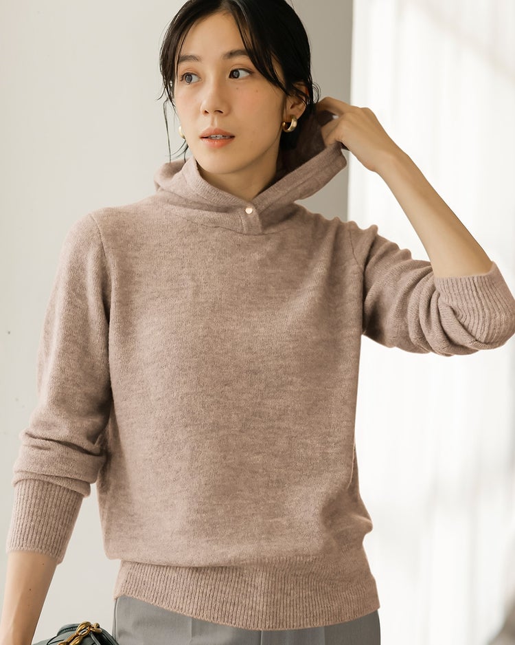 メランジカラー・パーカーニット 詳細画像 ライトモカ 1