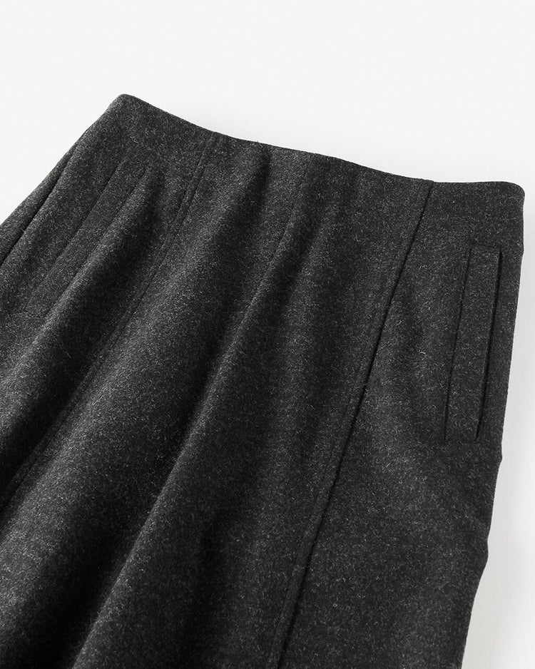 ウール混ファインニードル・ワイドパンツ 詳細画像 チャコール 2