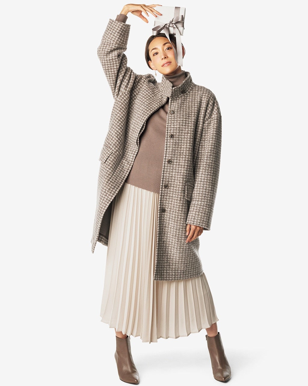 ウール混起毛ジャージー・スタンドコート/DoCLASSE