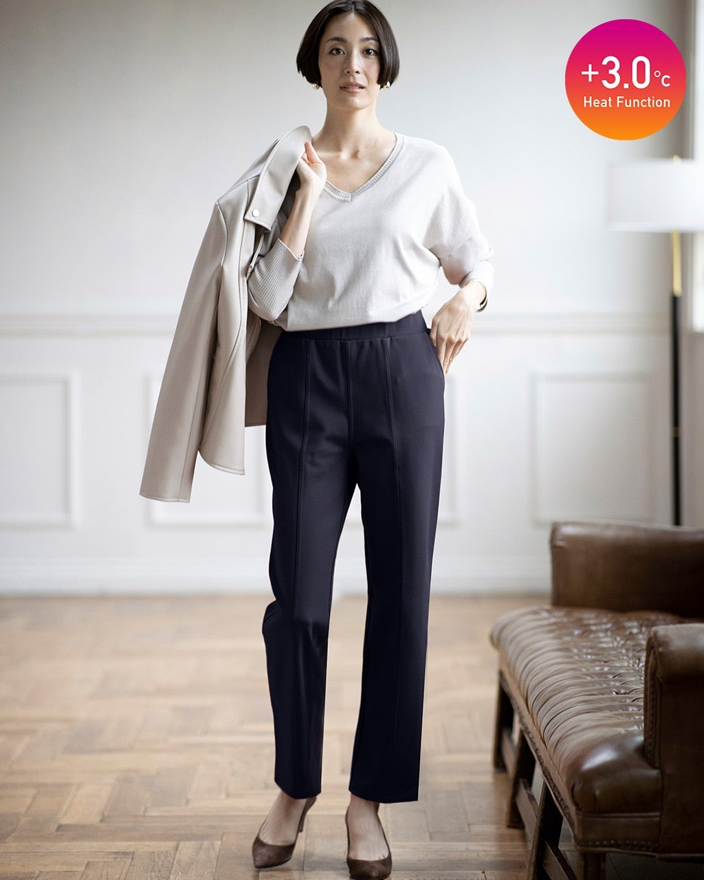 ストレッチサーモ・ピンタックストレート68㎝/DoCLASSE