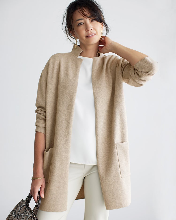 ハーフミラノ・ロングジャケットカーディガン 詳細画像 トープ 1