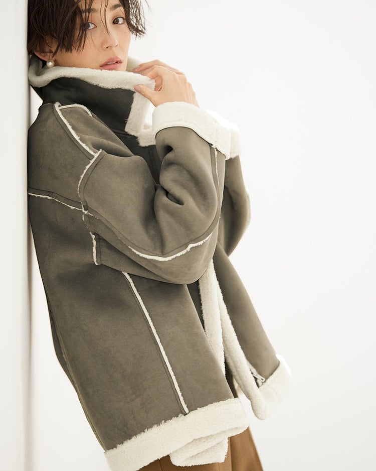 エコムートン・ライダースジャケット 詳細画像 カーキ 1