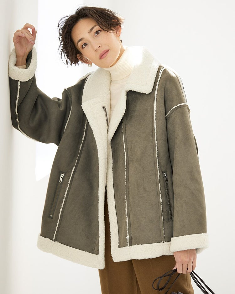 エコムートン・ライダースジャケット 詳細画像 カーキ 2