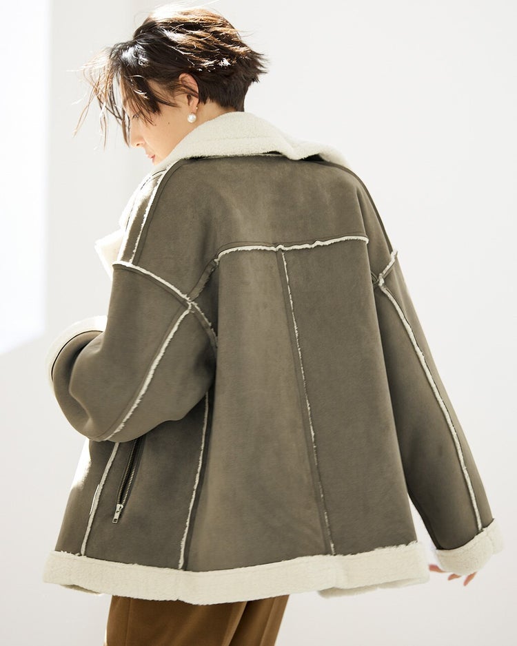 エコムートン・ライダースジャケット 詳細画像 カーキ 3