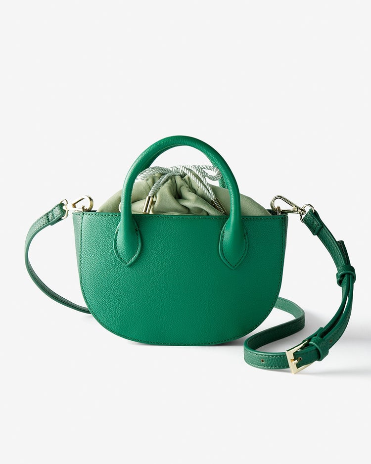 リアルレザー・ハーフムーンバッグ／巾着付き 詳細画像 グリーン 1