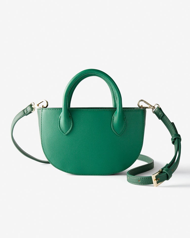 リアルレザー・ハーフムーンバッグ／巾着付き 詳細画像 グリーン 2