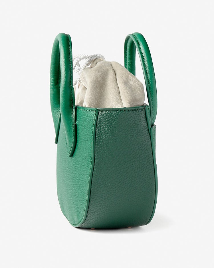 リアルレザー・ハーフムーンバッグ／巾着付き 詳細画像 グリーン 3