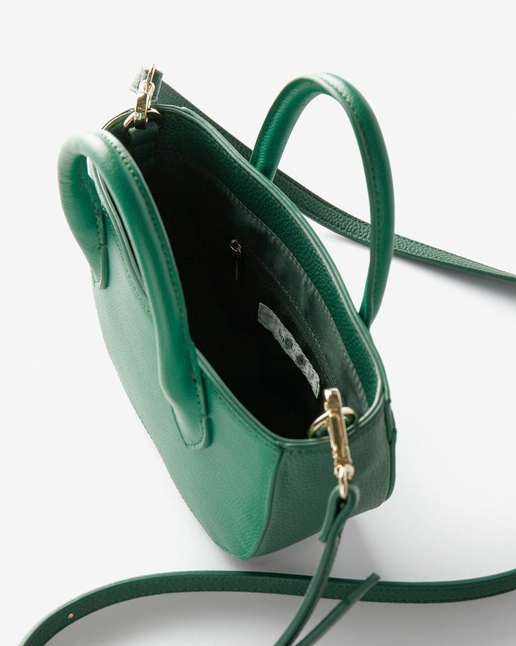 リアルレザー・ハーフムーンバッグ／巾着付き 詳細画像 グリーン 4