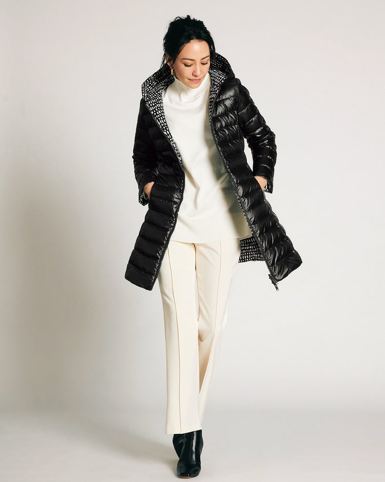 モダンリバーシブル・ジップアップダウンコート 詳細画像 ブラック 4