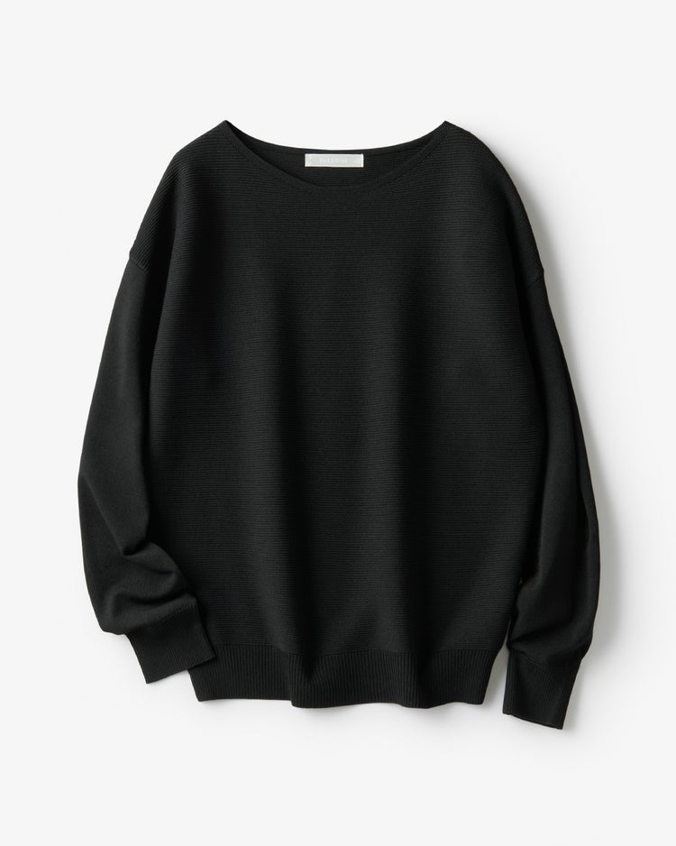 ストレッチガーター・ボートネックニット 詳細画像 ブラック 3