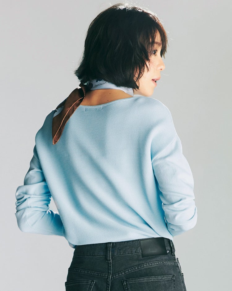 ストレッチガーター・ボートネックニット 詳細画像 ペールブルー 2