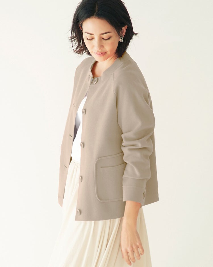 コットンミックス・ミラノリブジャケット 詳細画像 グレーベージュ 1