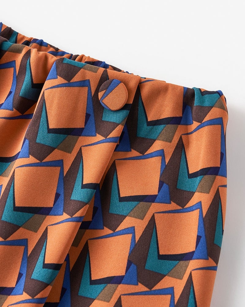 ダブル編みジャージー・ラップ風フレアスカート 詳細画像 オレンジパターン 3