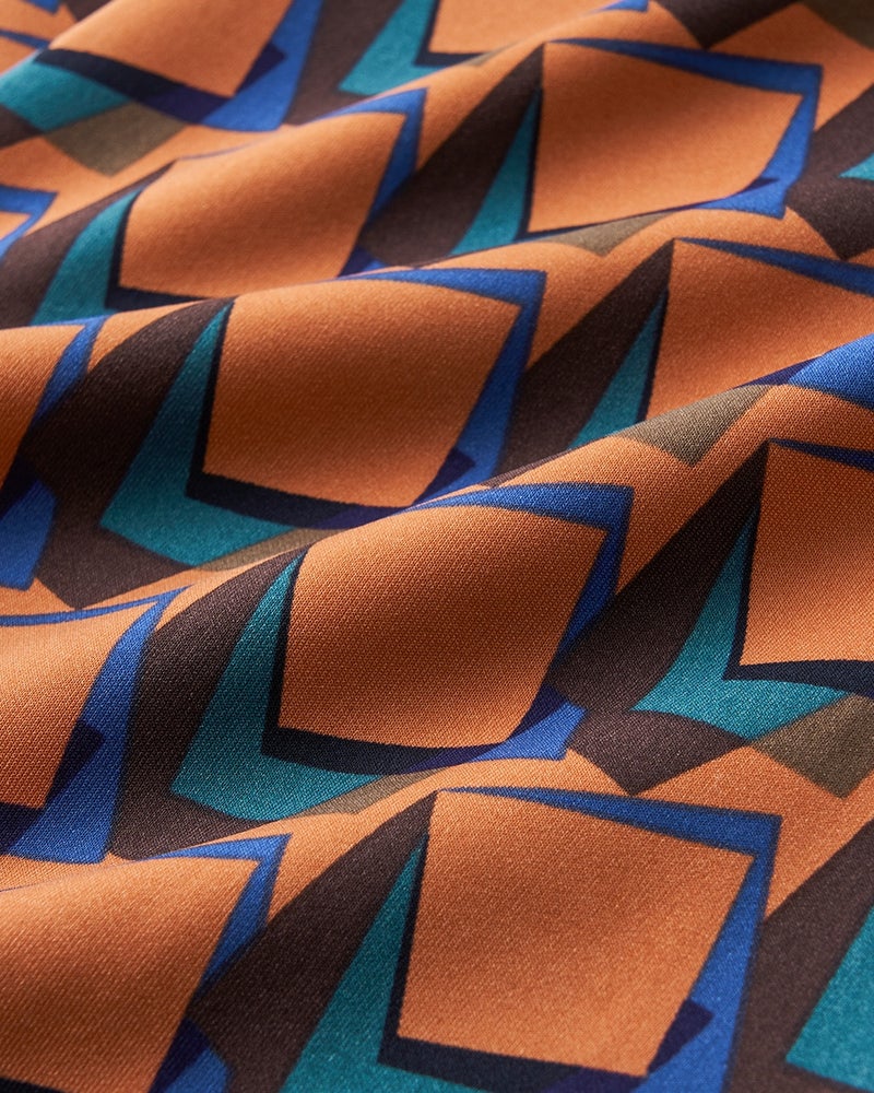 ダブル編みジャージー・ラップ風フレアスカート 詳細画像 オレンジパターン 4