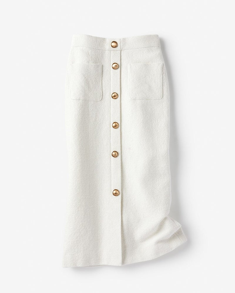 スラブツイード・ボタンデザインスカート 詳細画像 ホワイト 10