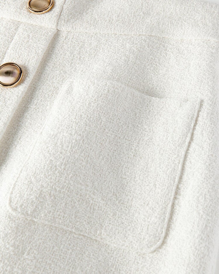 スラブツイード・ボタンデザインスカート 詳細画像 ホワイト 6