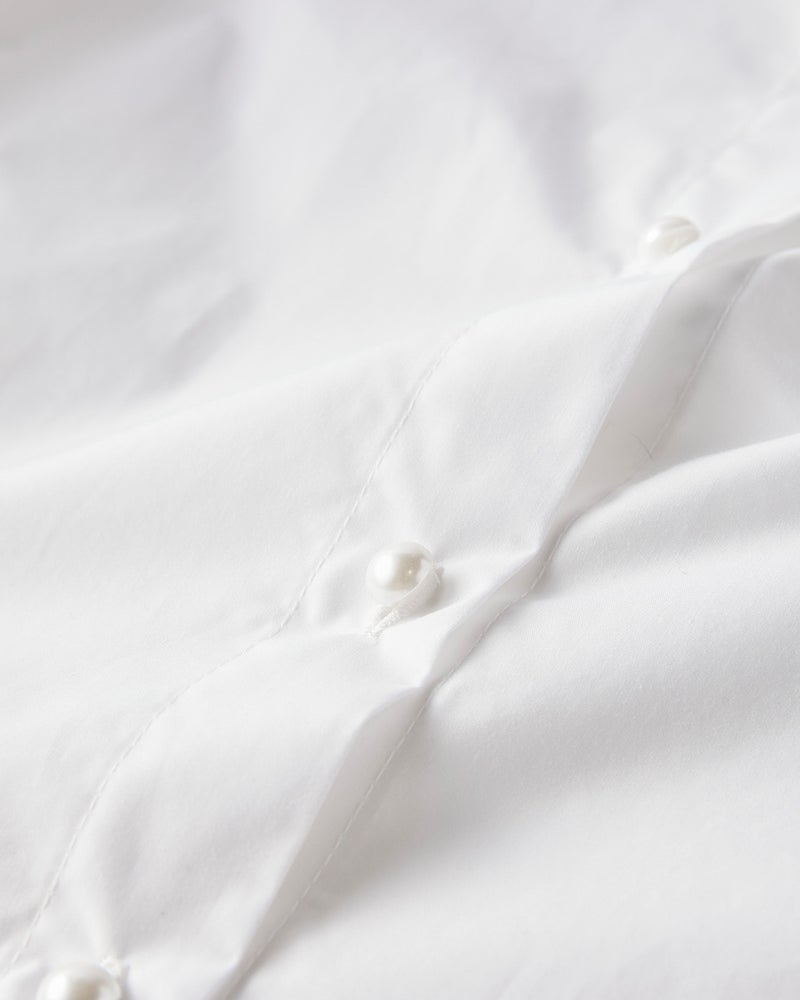 高密度コットン・パール風ボタンロングシャツ 詳細画像 ホワイト 7