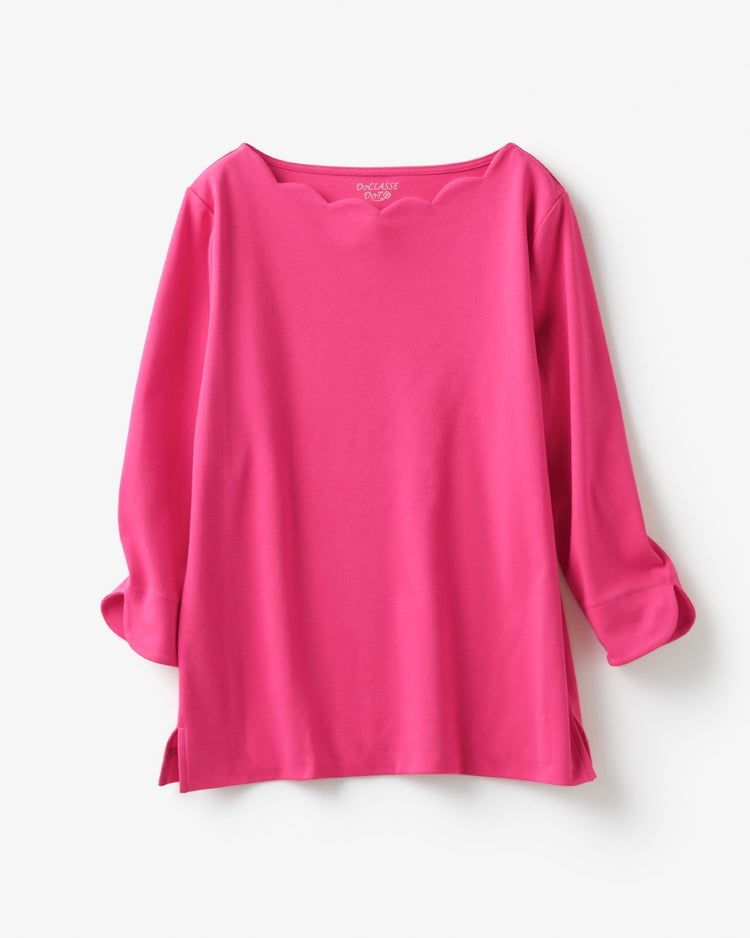 スカラップ／7分袖・ドゥクラッセTシャツ 詳細画像 フューシャピンク 5