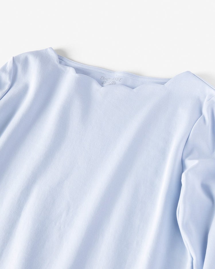 スカラップ／7分袖・ドゥクラッセTシャツ 詳細画像 ペールブルー 2