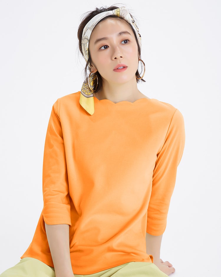 スカラップ／7分袖・ドゥクラッセTシャツ 詳細画像 ライトオレンジ 1