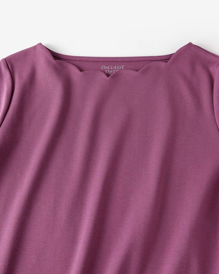 スカラップ／7分袖・ドゥクラッセTシャツ 詳細画像 レーズン 2
