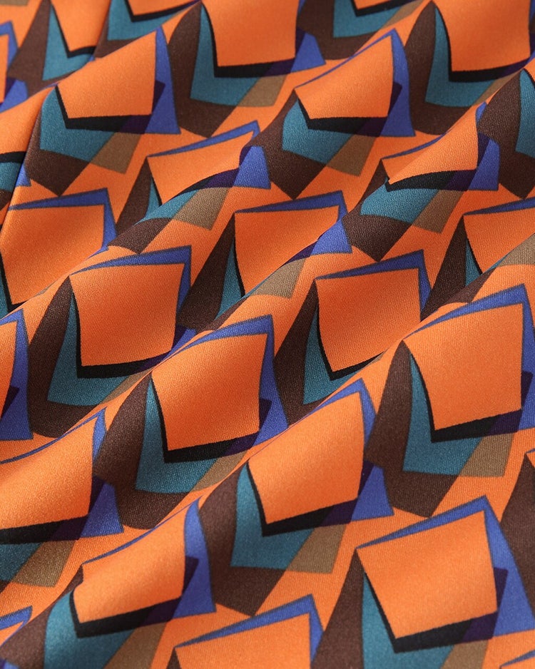 ダブル編みジャージー・ボックスワンピース 詳細画像 オレンジパターン 8