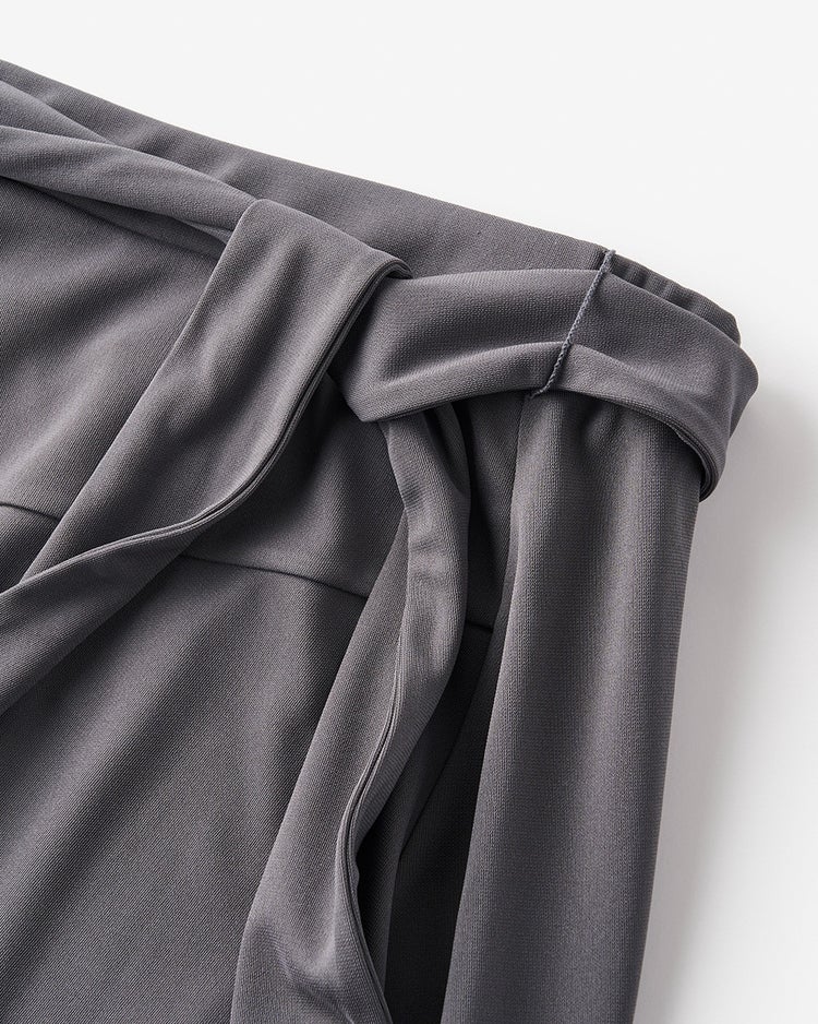 強撚スムース・ラップ風フレアスカート 詳細画像 チャコール 4