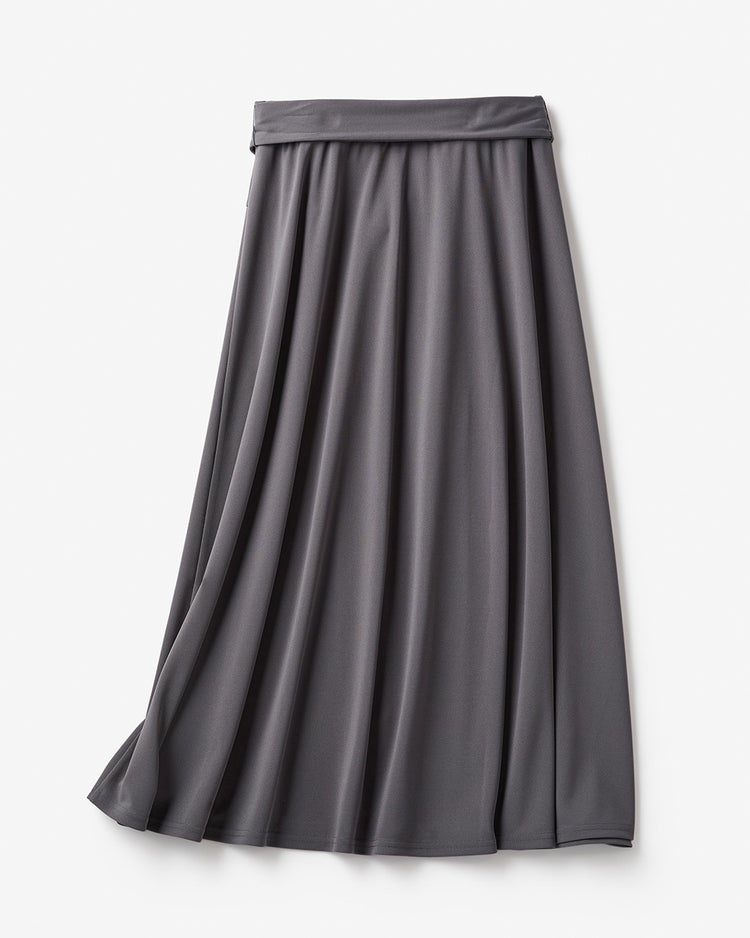 強撚スムース・ラップ風フレアスカート 詳細画像 チャコール 6